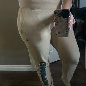 Champion Beige Joggers with Logo